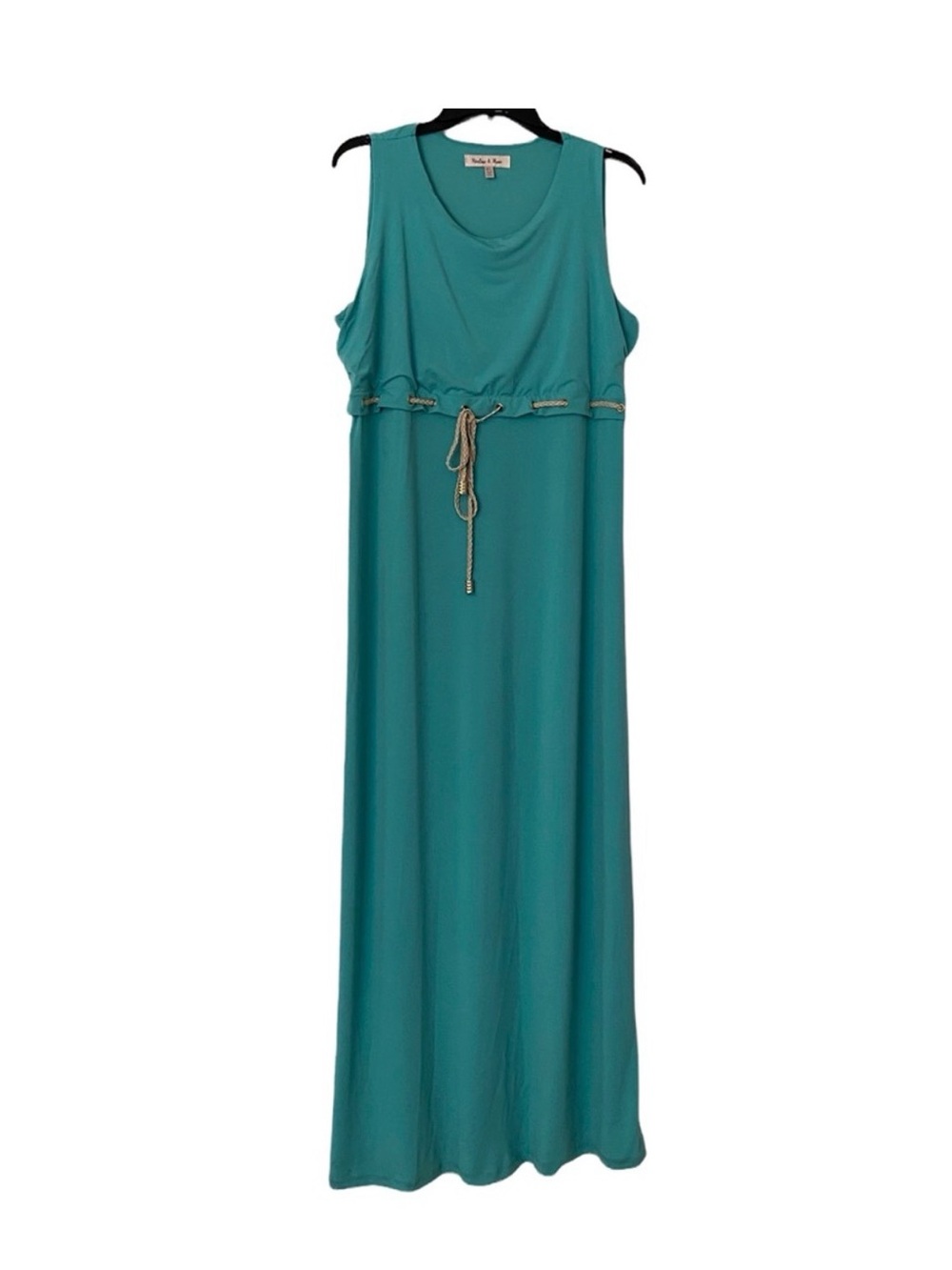 Harlow & Rose Sleeveless Nautical Maxi Dress with Rope Waist Tie